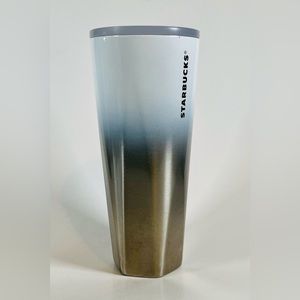 Starbucks Holiday 2021 Geometric White Silver Ombre 24oz Stainless Steel Tumbler